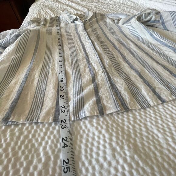 A Loves A Women's Button Down Blouse Striped Top Linen Shirt Size S - Picture 9 of 10